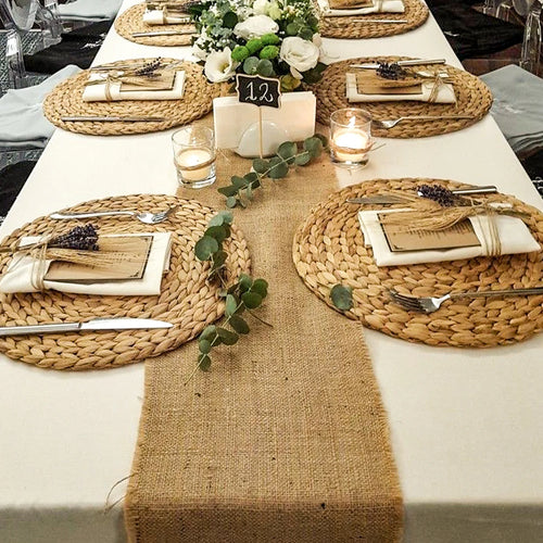 Chemin de table en lin style champetre rustique