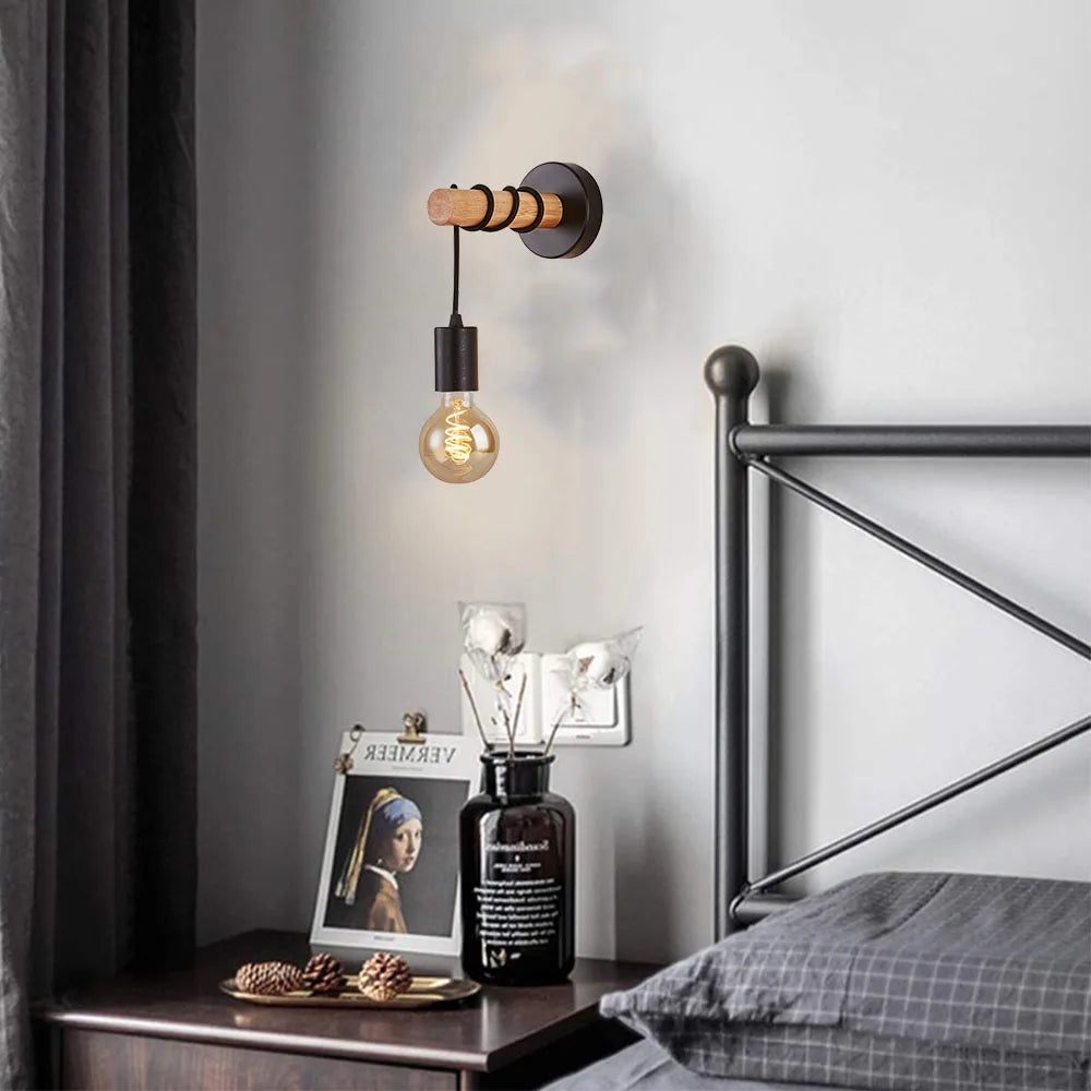 applique murale moderne en bois pour éclairage intérieur et extérieur - vue 5 sur 8