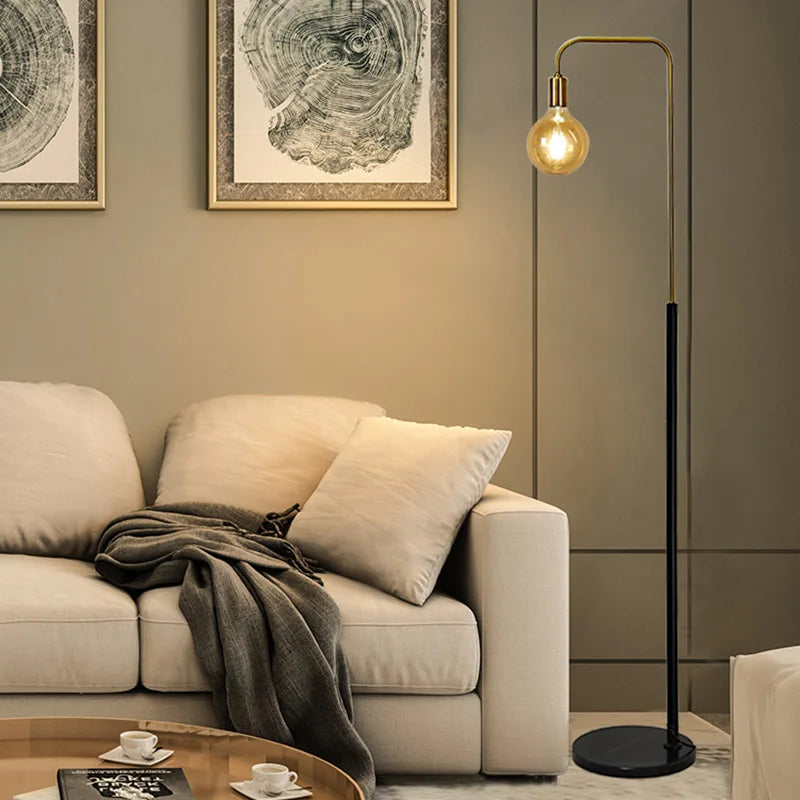 lampadaire rétro en laiton led design créatif minimaliste - vue 5 sur 7