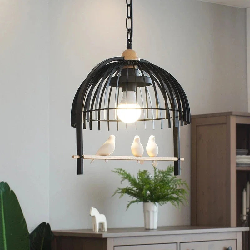 Nordic Resin Iron Bird Cage Chandelier For Dining Room Kitchen Restaurant Cafe Indoor Decoration Hanging Lamp Light Fixtures - vue 4 sur 10