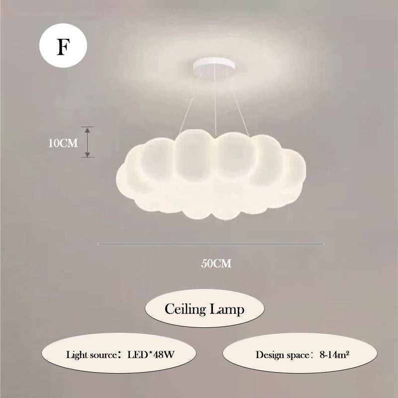 lustre moderne nuages romantique pour chambre enfant décoration intérieur - vue 12 sur 12
