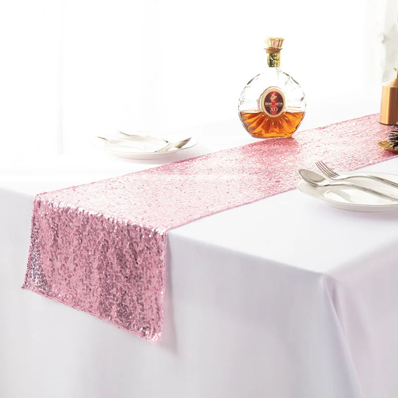 Chemin de table paillettes orange décoration fête mariage