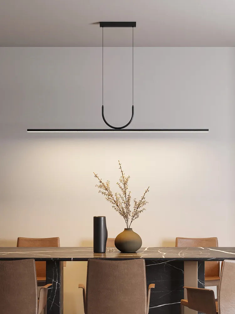 lustre simple noir/blanc long tube à LED