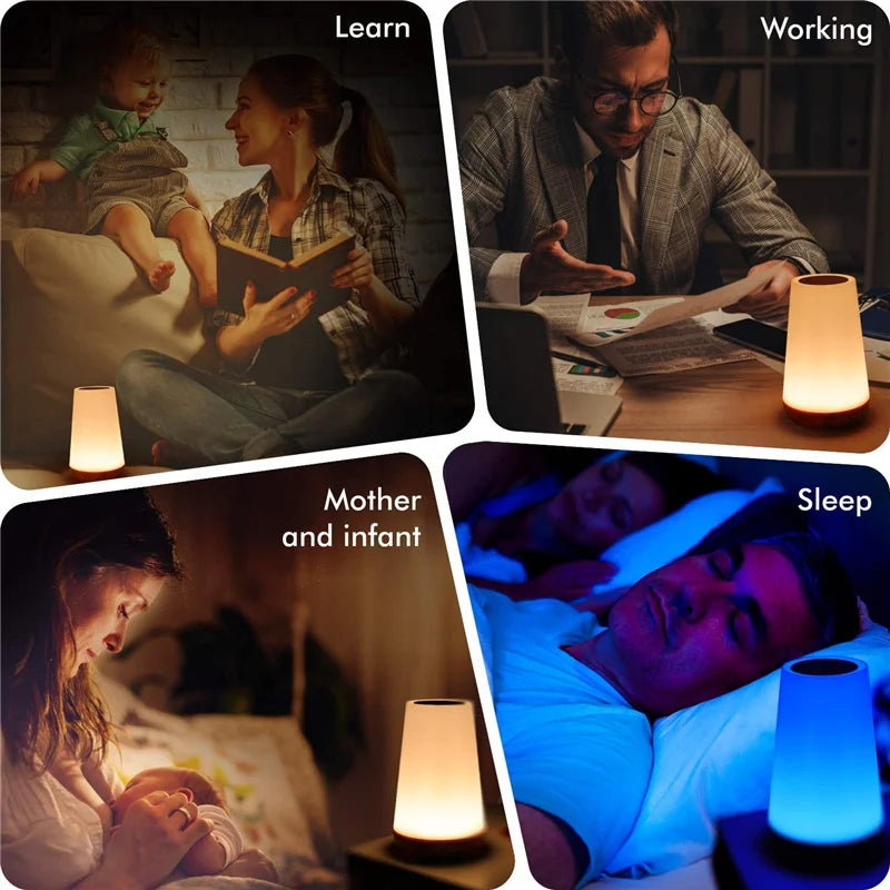 13 Color Changing Night Light RGB Remote Control Touch Dimmable Lamp Portable Table Bedside Lamps USB Rechargeable Night Lamp - vue 7 sur 7