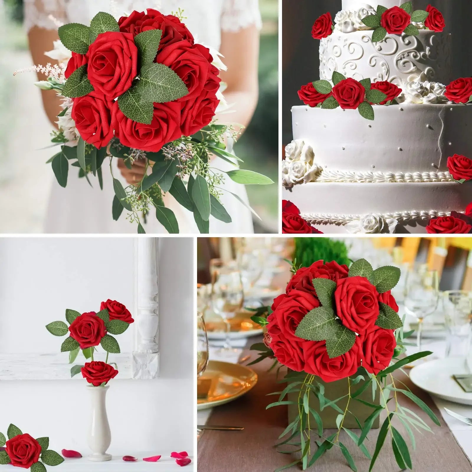 lot de 25 roses artificielles pour décorations de mariage et fêtes - vue 5 sur 11