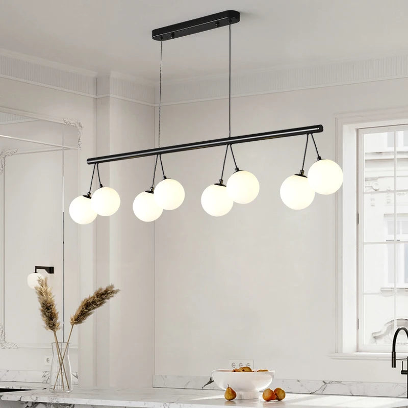 lustre moderne en verre éclairage suspendu réglable design élégant - vue 4 sur 10