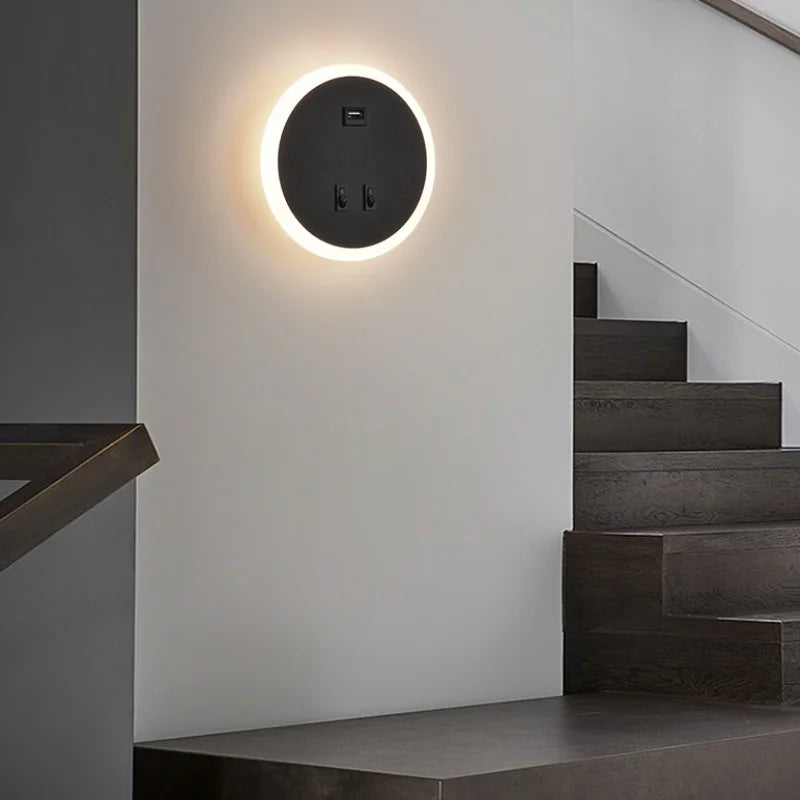 applique murale à led moderne avec port usb pour éclairage d'ambiance - vue 3 sur 8