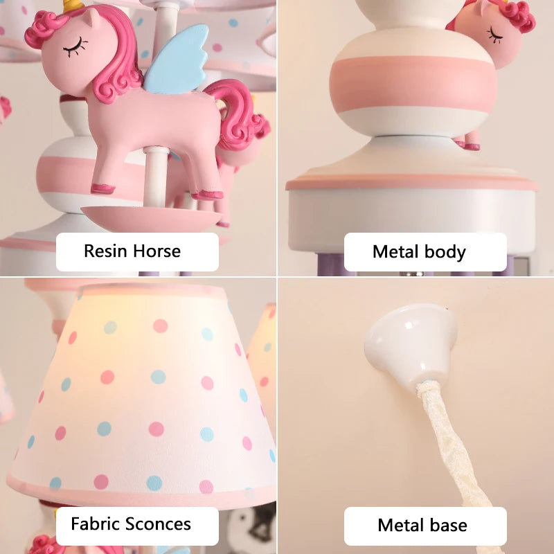lustre romantique en tissu et résine pour enfant