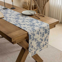 Chemin de table motif porcelaine florale style asiatique