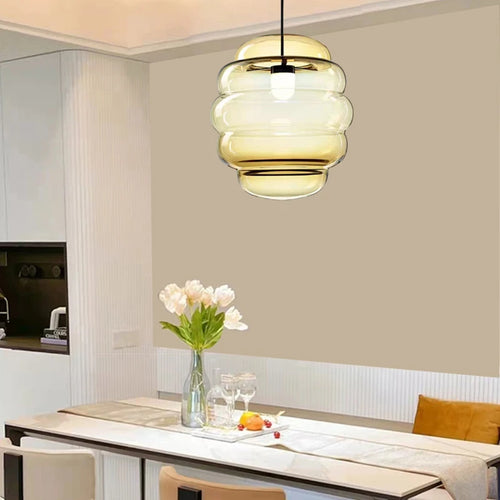 suspension en verre transparent pour restaurant avec fil réglable - vue 4 sur 12
