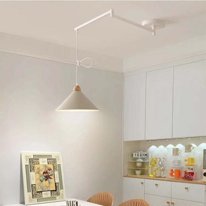 Lustres à bascule de Table à manger modernes LED peuvent être déplacés lampes à long poteau nordique Simple télescopique pliant lustre à bras Long - vue 5 sur 22