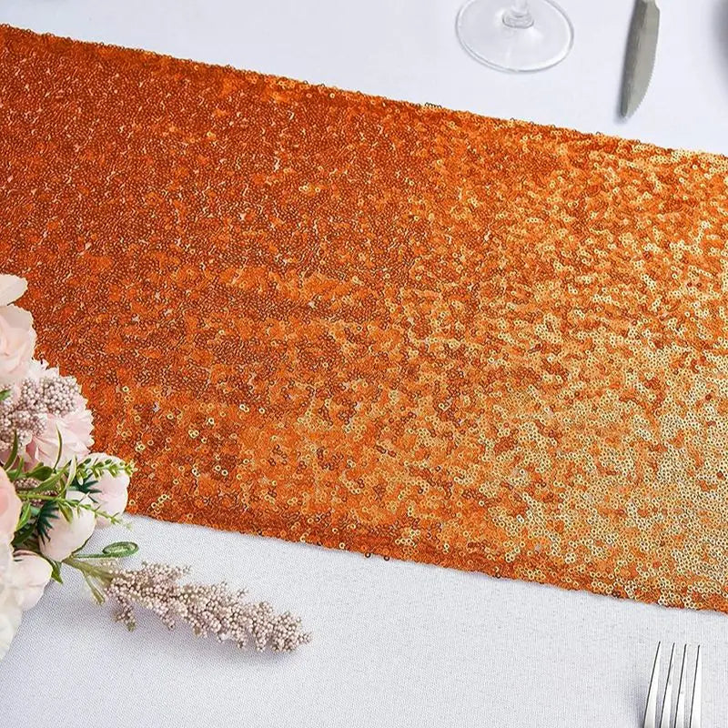 Chemin de table orange paillettes décoratif fête mariage - vue 3 sur 7
