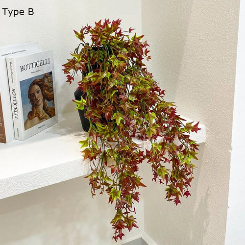 plante artificielle lierre décorative en feuille d'érable rouge - vue 5 sur 8