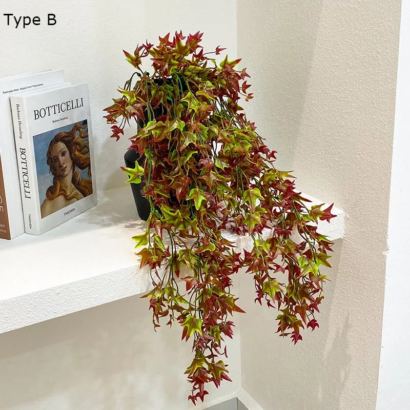 plante artificielle lierre décorative en feuille d'érable rouge - vue 4 sur 8