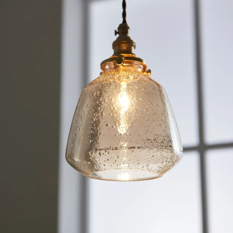 suspension en verre LED lampe à côté de la maison éclairage intérieur café chambre salon lumières cuivre nordique moderne lampe à main - vue 6 sur 12