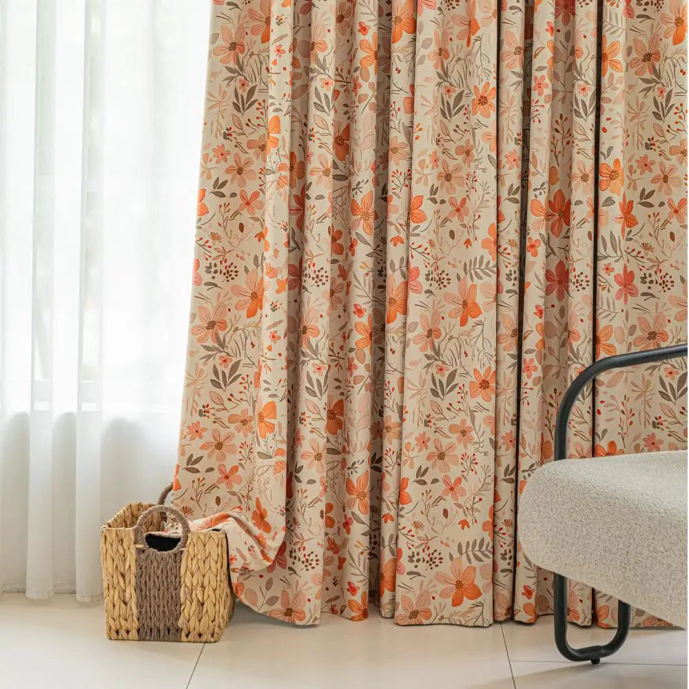 Rideau occultant motif floral moderne pour salon chambre - vue 4 sur 7
