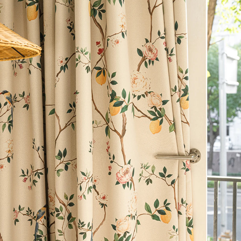 Rideau occultant motif citron decoration cuisine salon chambre