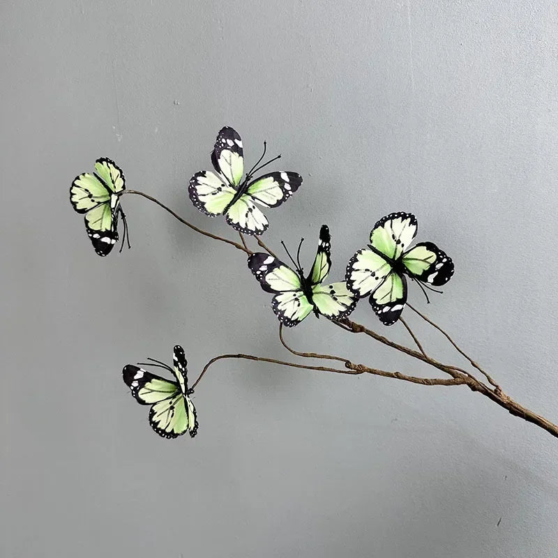 branche de papillon artificielle avec fausses fleurs décoratives pour jardin
