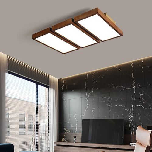 lustre à led moderne pour intérieur design en bois - vue 3 sur 9