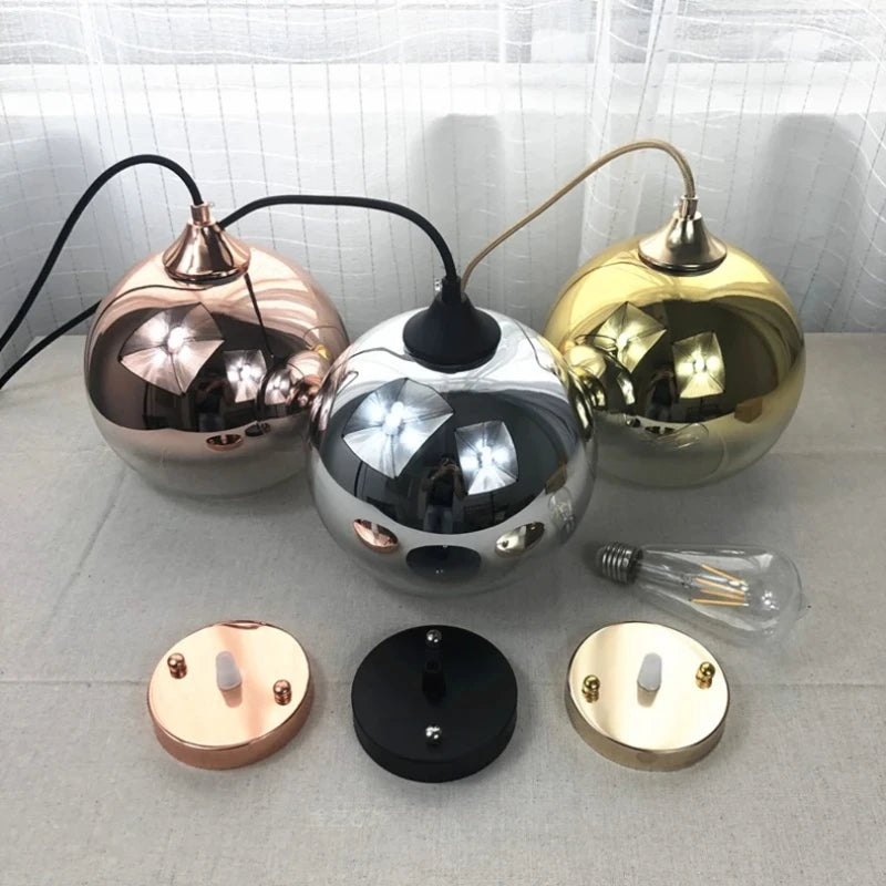 Suspension boule moderne en verre avec lampes à led - vue 7 sur 9
