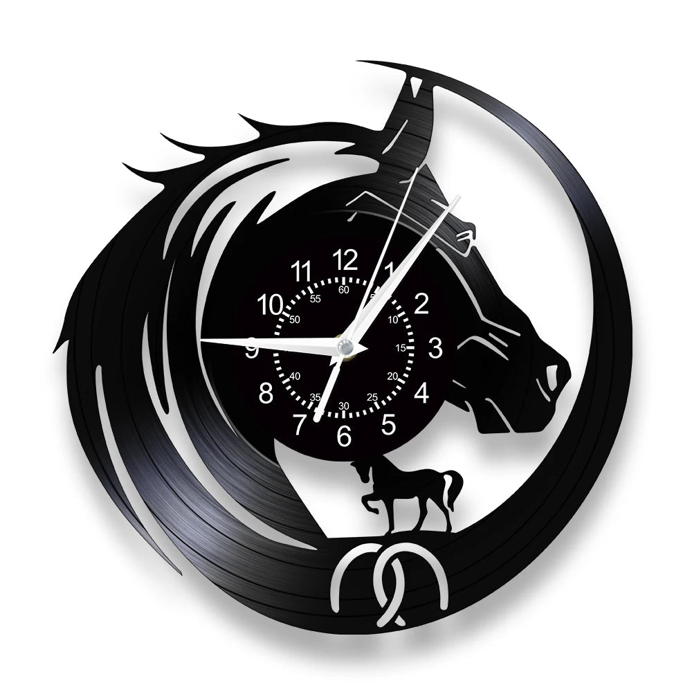 horloge murale vinyle cheval décoration équestre artisanale cadeau unique - vue 21 sur 22
