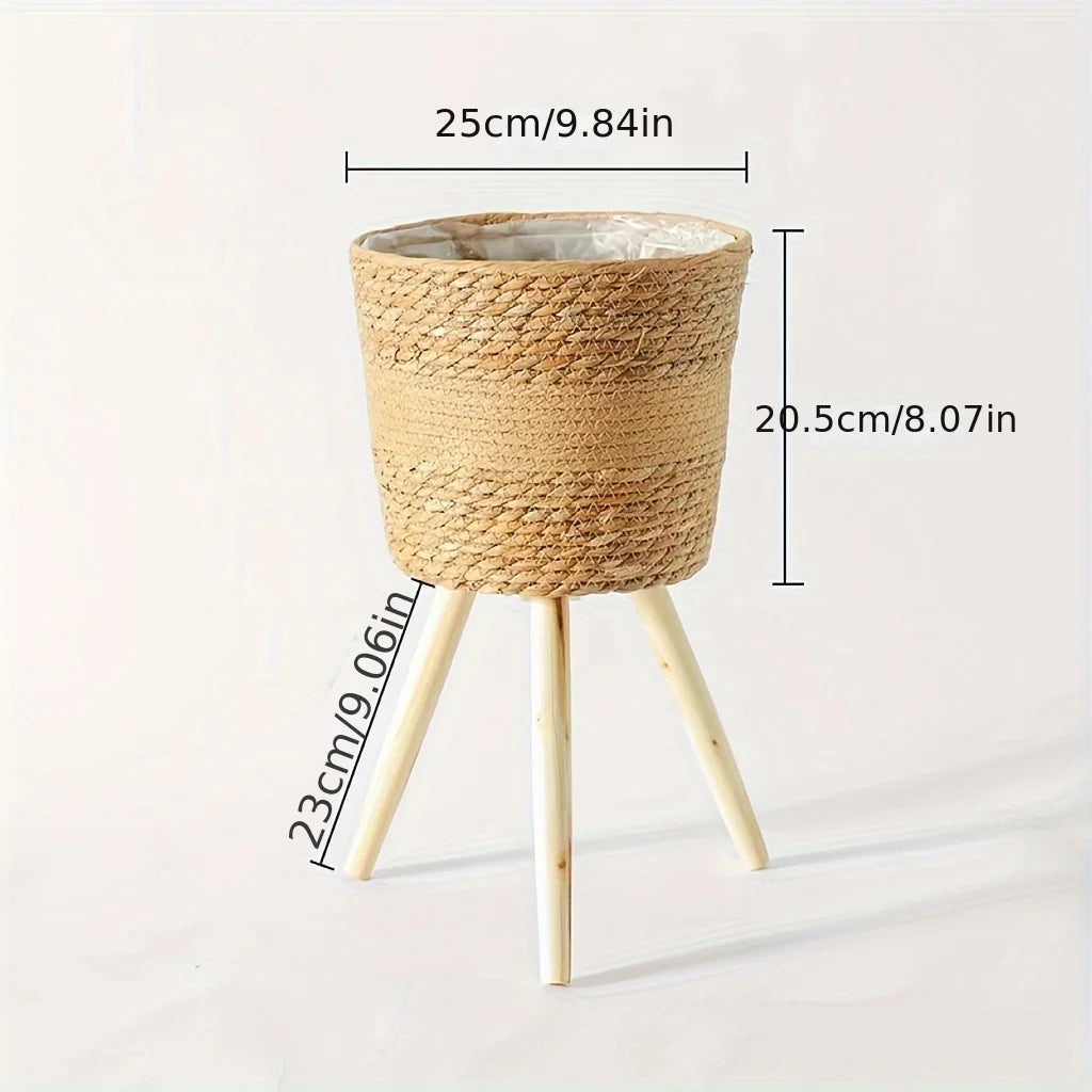 pot en bois tressé pour fleurs et rangement décoratif intérieur - vue 7 sur 10