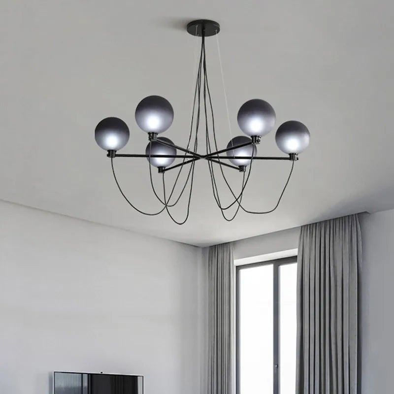 lustre nordique boule en verre style industriel rétro - vue 6 sur 7