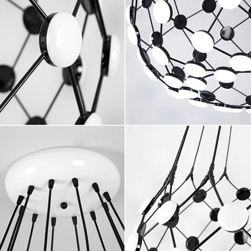 Postmoderne Créatif Noir Et Blanc Pièces D'échecs Suspension Lumière Grille Lustre Suspension Pour Salle à manger Salon Lumière Lampe À Led