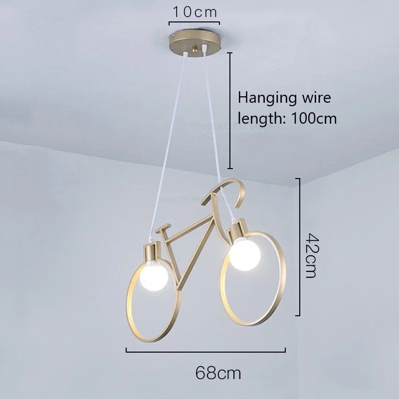 suspension modernes en fer forme vélo pour décoration maison - vue 11 sur 12