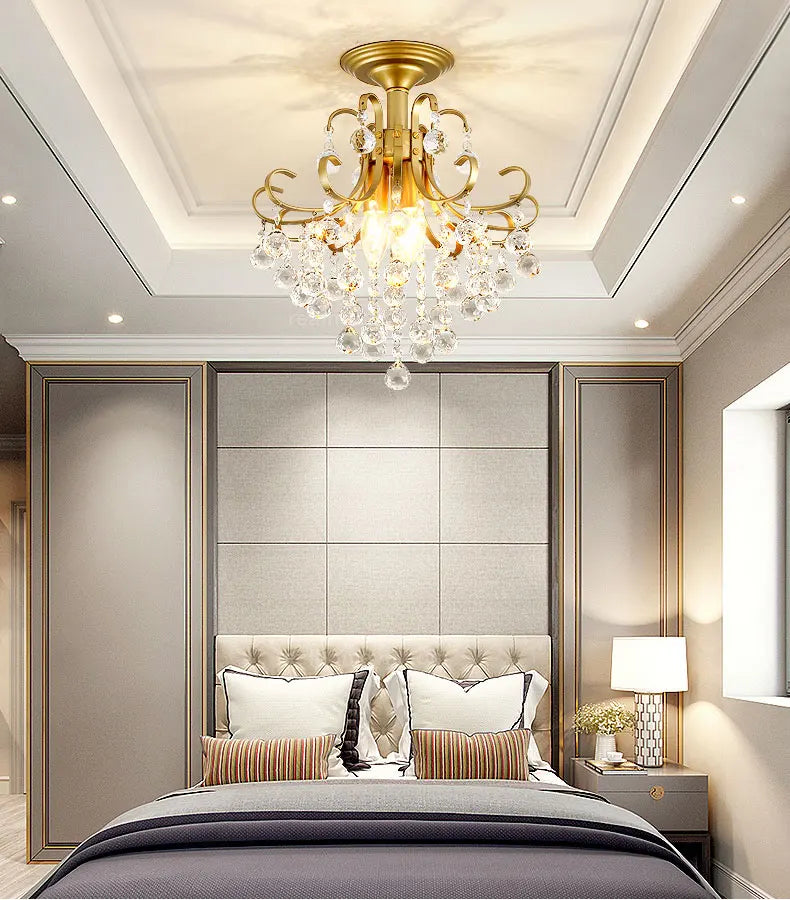 2024 Modern Crystal Chandelier Creative Design Black/Gold Corridor Ceiling Lamp Applicable To Porch Restaurant Lamps - vue 7 sur 15