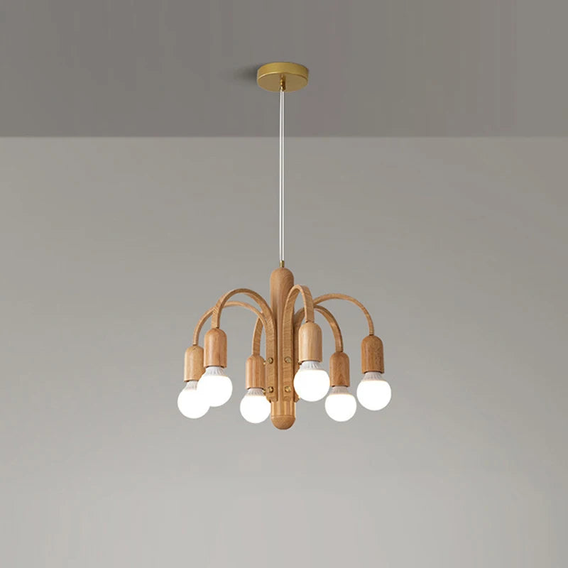 lustre à led vintage nordique imitation bois pour intérieur moderne - vue 4 sur 12