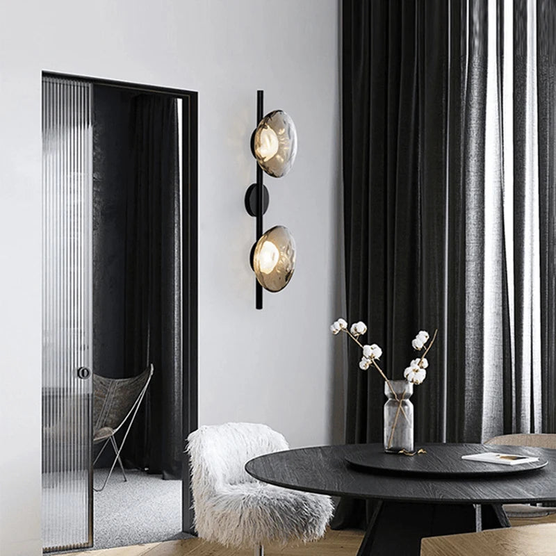 applique murale nordique en verre transparent avec lampe en métal - vue 4 sur 18