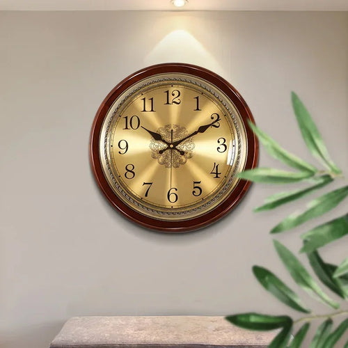 horloge murale luxe en bois et métal style rétro silencieuse - vue 3 sur 14