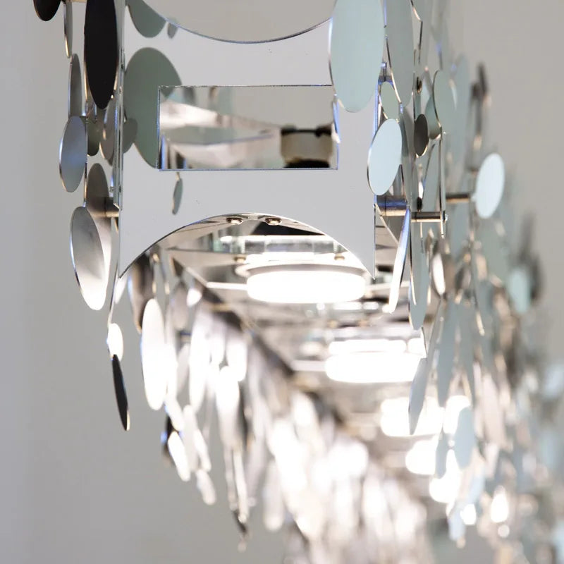 lampe de luxe à suspension post-moderne en acier inoxydable - vue 5 sur 10