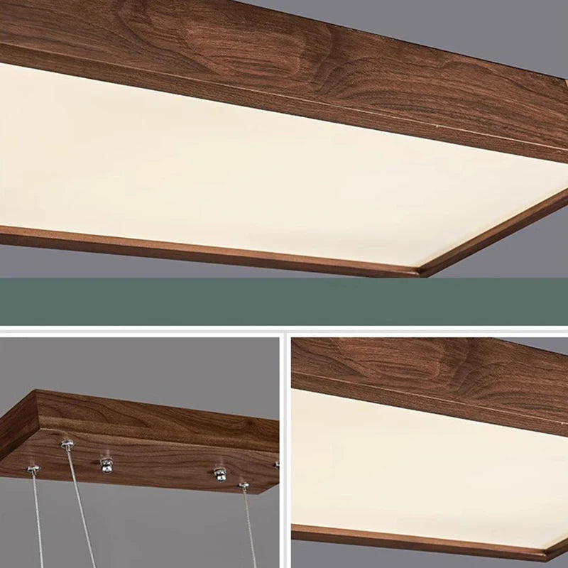 Lustre led modernes design bois foncé pour décoration intérieure - vue 7 sur 12