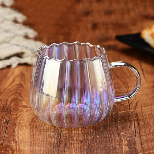 Tasse café verre borosilicate rayures créatives 400 ml