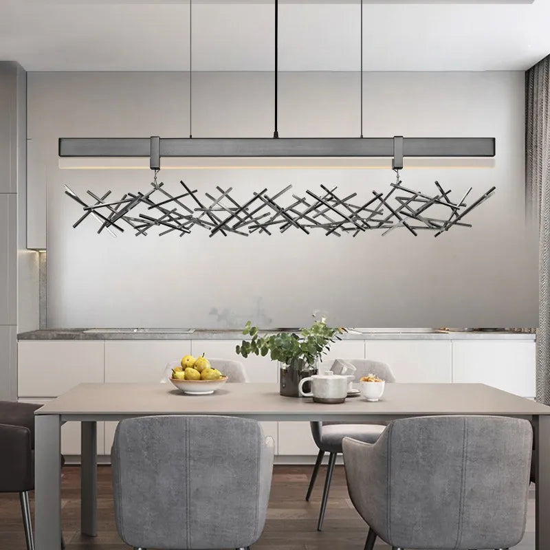 lustre led nordique postmoderne en acier inoxydable et acrylique - vue 3 sur 8