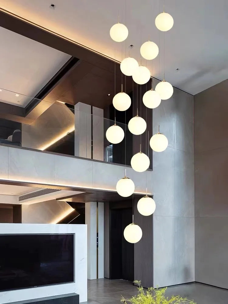 lustre moderne nordique pour loft duplex hôtel hall - vue 7 sur 24