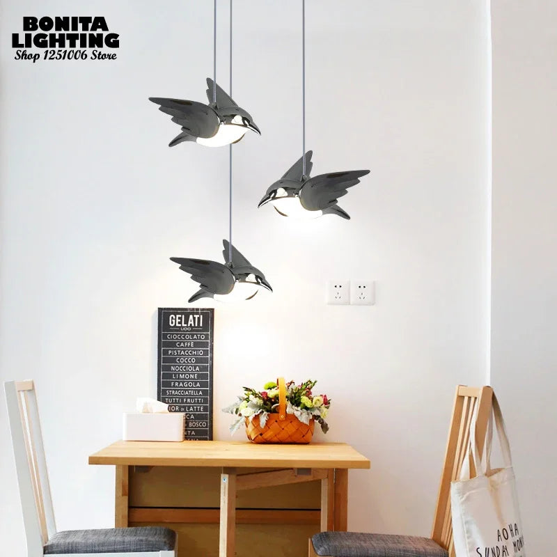 lustre design à led en acrylique avec protection des yeux petit oiseau - vue 3 sur 7