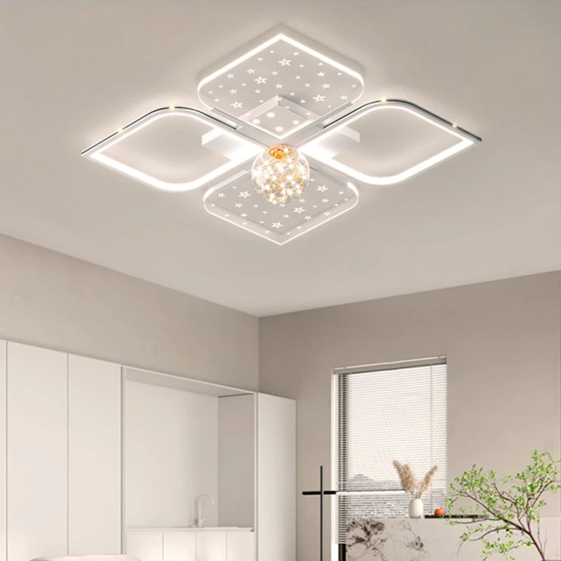 lustre led moderne quatre feuilles herbe ciel étoilé intérieur