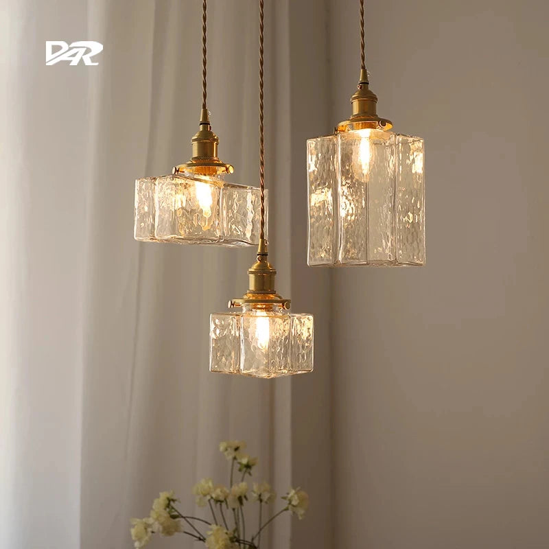 suspension rétro avec abat-jour en verre - vue 2 sur 9