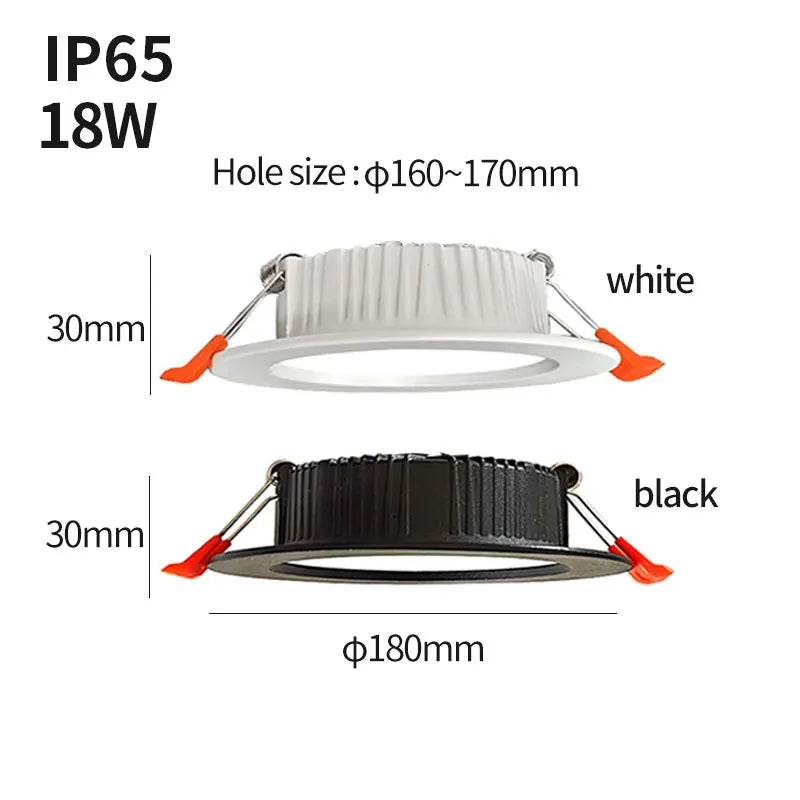 Luz de teto LED impermeável, holofotes ao ar livre, iluminação embutida, iluminação de alto brilho,  IP65, , 3W, 5W, - vue 6 sur 6