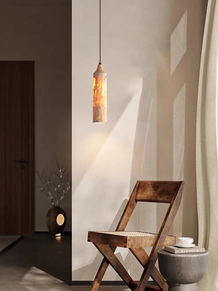 lustre en bois japonais design wabi-sabi pour décoration intérieure - vue 6 sur 11