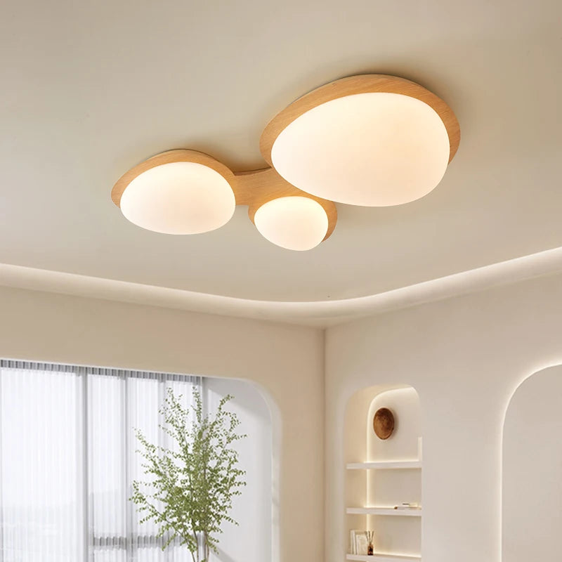 Plafonnier moderne LED en bois lumières pour chambre cuisine éclairage intérieur - vue 5 sur 10