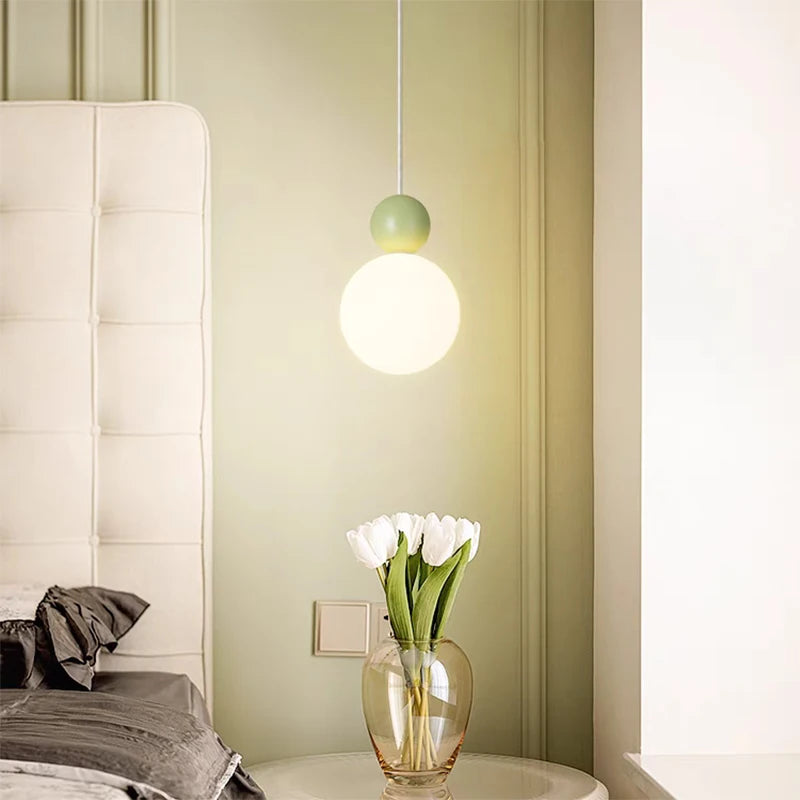 lustre nordique led suspension boule blanche lait luminaire