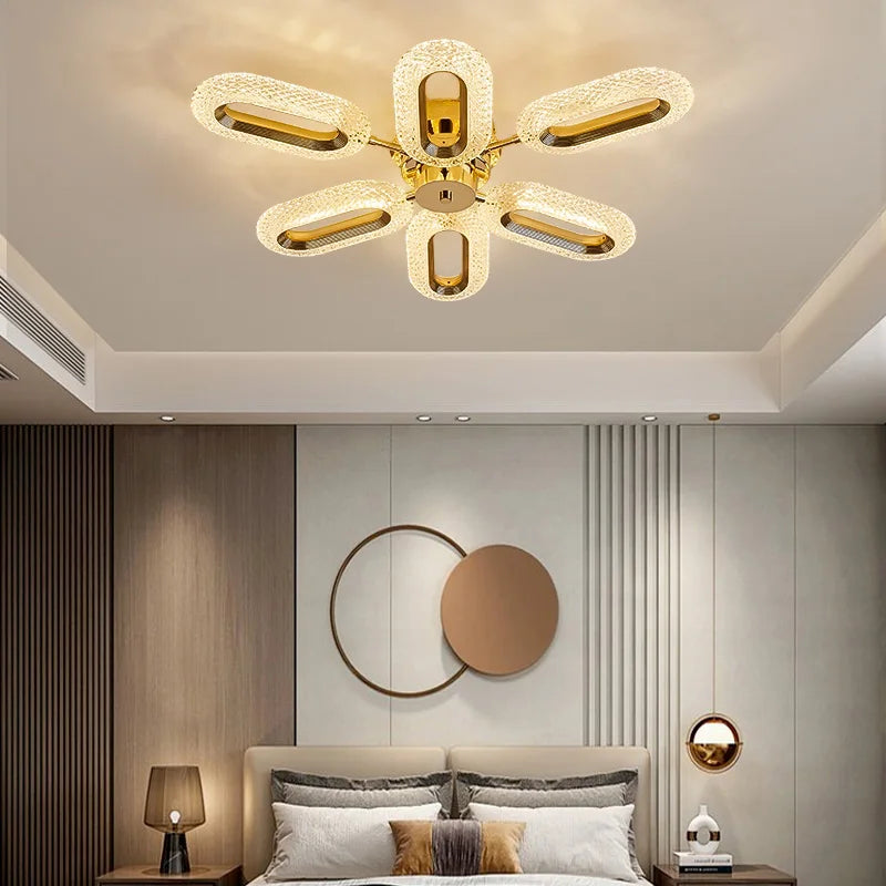 SANDYHA Post-moderne LED Lustre En Cristal Fleur Plafond Salon Salle À Manger Villa Étude Balcon Couloir Décoration De La Maison Lampes - vue 2 sur 10