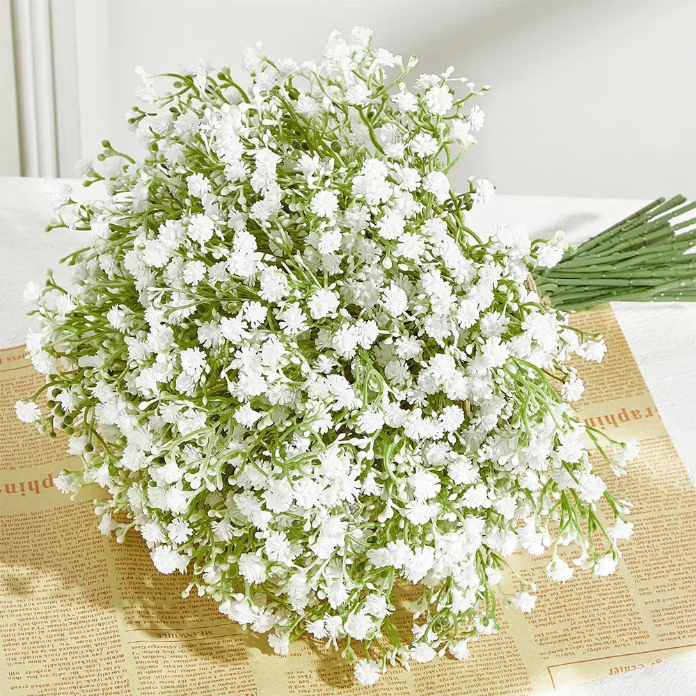 lot de 10 ou 15 fleurs artificielles gypsophile pour décoration mariage - vue 2 sur 9