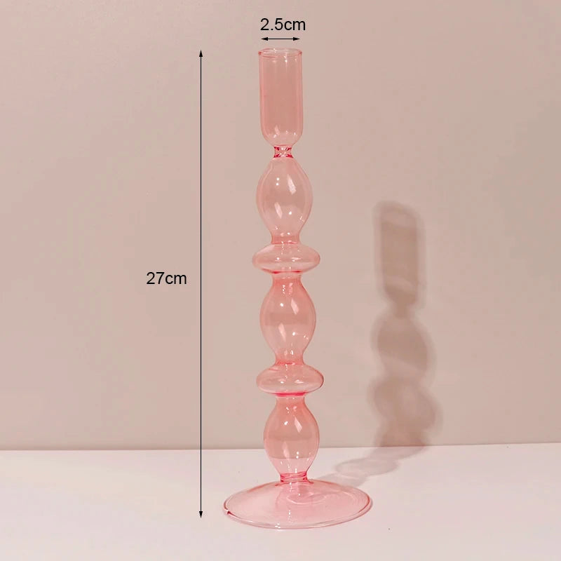 bougeoir en verre décoratif à rayures coniques pour événements festifs - vue 25 sur 30