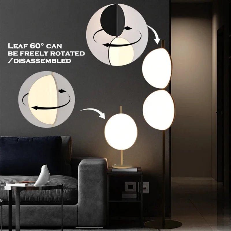 lampadaire led design nordique à lames rotatives pour décoration - vue 6 sur 8