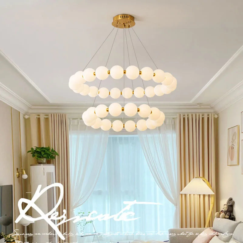 Anneau rond nordique LED lustre de plafond acrylique or pour salle à manger salon Table centrale chambre suspension éclairage décor luminaire - vue 5 sur 19